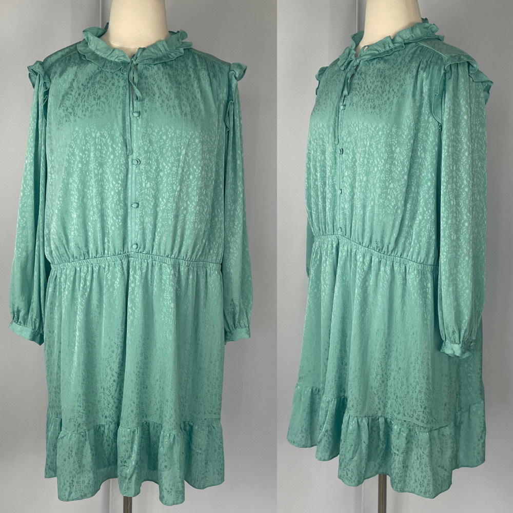 LC Lauren Conrad Dress Plus Size 4X Teal Blue Ruffle Boho Peasant Feminine - Picture 13 of 13
